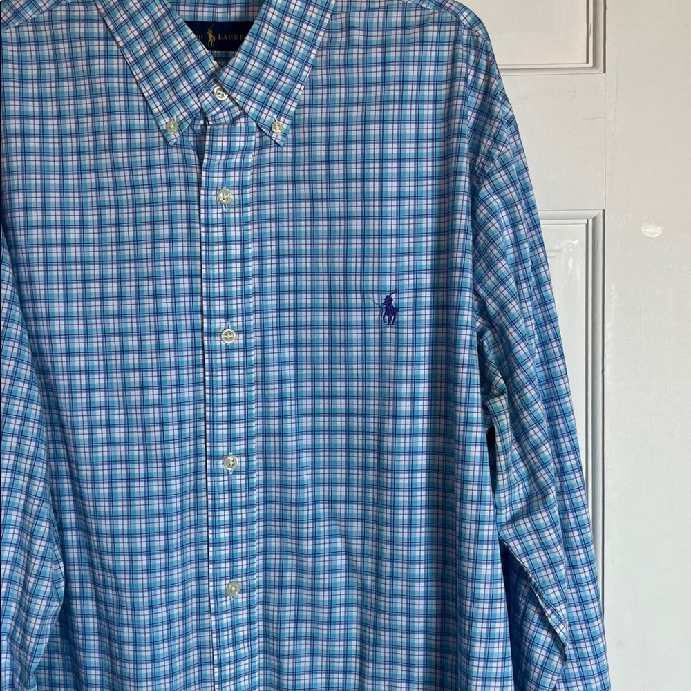 Ralph Lauren men’s blue plaid shirt size XLTG - Picture 2 of 6